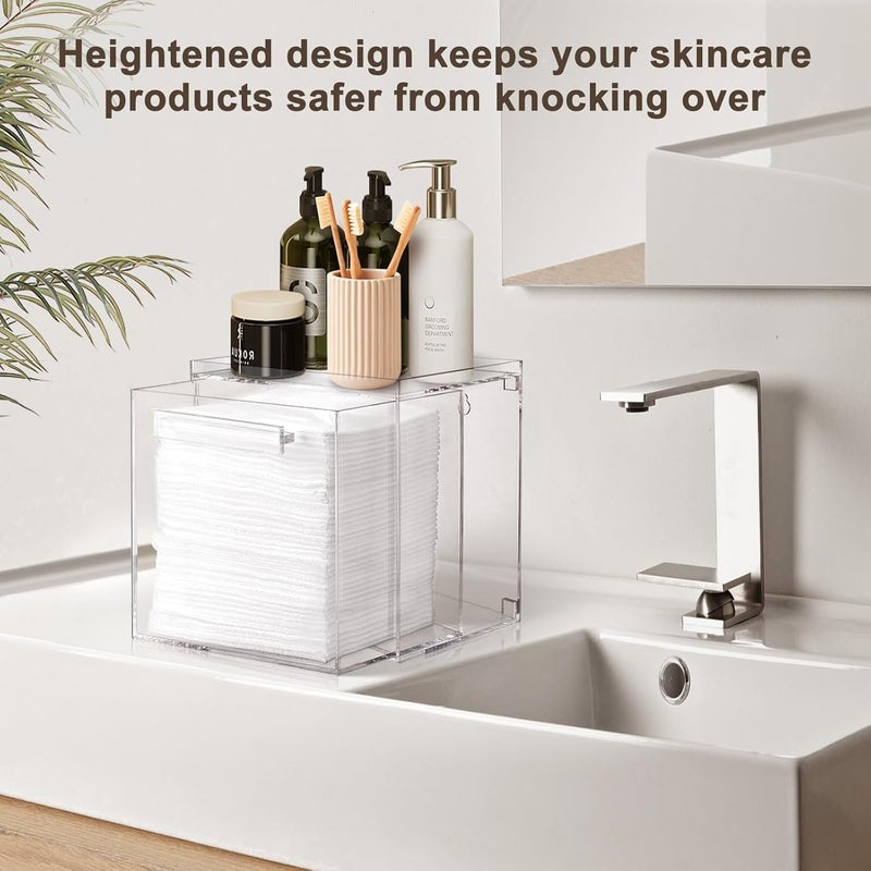 TAINESS Disposable Facial Towels Storage Box - Acrylic Container Compatible With Clean Skin Club Clean Towel XL - Wall-Mounted Makeup Organizer With Drawer (Excluding Facial Towels) - Image 3